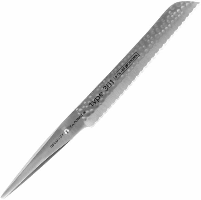 Chroma P06 Type 301 Hammered Bread Knife, 8.5"
