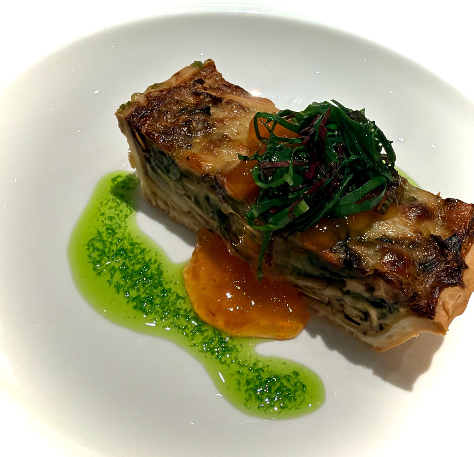 Plated mushroom tart by Chef Kent Rathbun